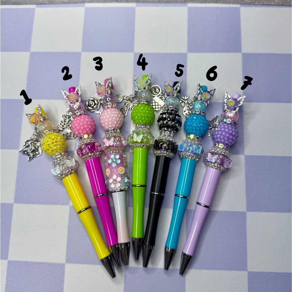 Fancy Beaded Pen with Butterfly Beads and Spacer with Charms Attached